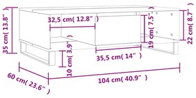 Tavolino da Salotto Grigio Sonoma 104x60x35cm Legno Multistrato