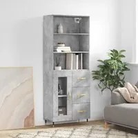 Credenza Grigio Cemento 69,5x34x180 cm in Legno Multistrato 3189489