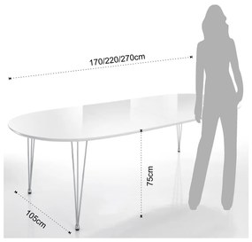 Tavolo da pranzo pieghevole con piano bianco 105x170 cm Elegant - Tomasucci