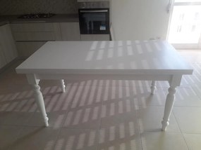 Tavolo da pranzo classico bianco opaco 140x80 cm