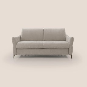 Dalia divano letto con materasso H18 cm e piedi alti in raffinato tessuto smacchiabile T17 beige