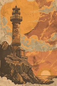Stampa su tela – Faro da favola arancione