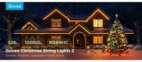 Govee - Catena natalizia a LED RGBICW per esterni 2700-6500K 20m Wi-Fi Matter IP66