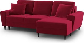 Divano angolare rosso allungabile e con contenitore (con penisola a destra/con chaise lounge) con rivestimento in velluto Kyoto – Cosmopolitan Design