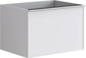 Cassettiera Pixel con 2 cassetti  frontale frame laccato opaco bianco e maniglia alluminio brillante L40 X H40 X P45,5 cm