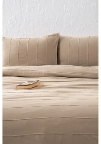 Set con copriletto e federa beige in cotone 210x220 cm Sedef – Mijolnir