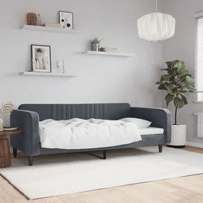 Letto Da Giorno Grigio Scuro 90x200 Cm İn Velluto /