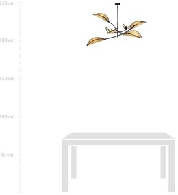 Lampadario a sospensione con supporto rigido LOTUS 6xE14/10W/230V nero/beige