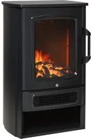 EasyComfort Camino Elettrico in Acciaio Nero con Fiamma Realistica Riscalda fino a 20-25, 1000W/2000W