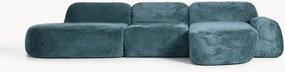 Divano angolare componibile 4 posti con chaise longue in teddy bouclé Wolke