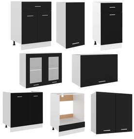 Set armadi da cucina 8 pz nero in truciolato