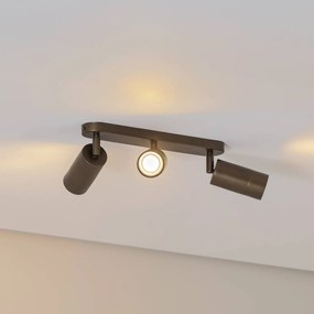 Luminex Faretto da soffitto Link, titanio-oro, lunghezza 33 cm, a 3 luci.