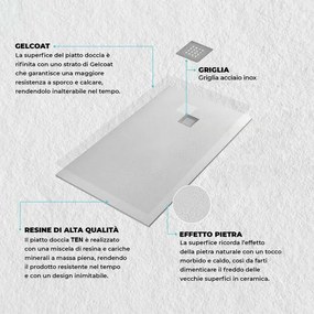 Piatto doccia 80x120 in marmoresina effetto pietra beige riducibile Ten