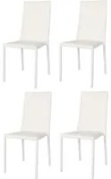 Set 4 sedie impilabili Julia Tommychairs, struttura in acciaio imbottita e rivestita in finta pelle colore bianco