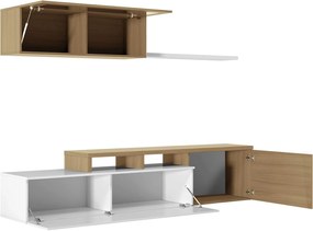 Parete attrezzata 2 posizioni rovere Canadian bianco