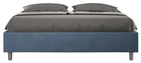 Letto Sommier imbottito Matrimoniale 160x190 cm Azelia - Con rete,Microfibra,Blu