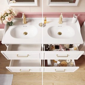 Mobile da bagno a terra sotto lavabo L 60 x H 57 x P 48.1 cm bianco verniciato opaco, 2 cassetti SENSEA Charm