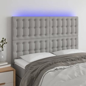 Testiera A Led Grigio Chiaro 144x5x118/128 Cm İn Tessuto /