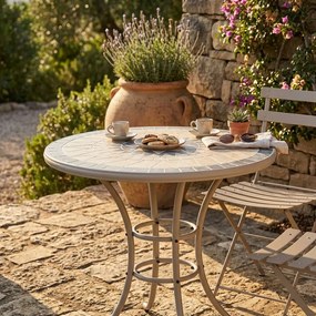 VENTUS - tavolo da giardino in ferro con piano in mosaico Ø 90