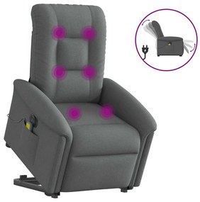 Poltrona Alzapersona Massaggi Elettrica Grigio Scuro Tessuto /