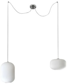 Lampadario Glamour Rebecca cromo paralume bianco E27 NOVECENTO