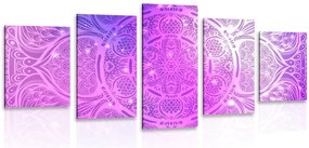 Quadri 5 pezzi – Mandala indiana con sfondo galattico