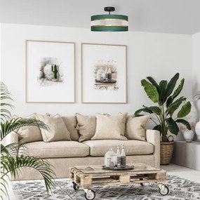 Lampadario a sospensione con supporto rigido HELEN 3xE27/15W/230V verde/oro