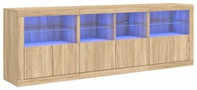 Credenza con luci led rovere sonoma 202x37x67 cm