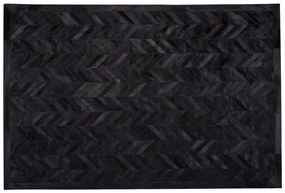 Tappeto nero in pelle 140 x 200 cm BELEVI Beliani