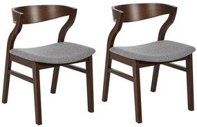 Set di 2 sedie da pranzo tessuto grigio chiaro e legno scuro MARDA Beliani