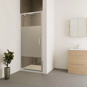 Porta doccia saloon L 85-90 cm x H 190 cm per nicchia in vetro trasparente SP. 6 mm, profilo lucido cromo, serie Verve
