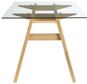 Tavolo da pranzo di design in vetro trasparente e legno L160 cm BACCO