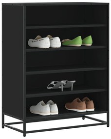Scarpiera Nera 75x38x97,5 Cm İn Truciolato E Metallo /