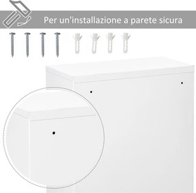 Armadietto Medicinali da Parete 40x18x60 cm 2 Chiavi in Acciaio Bianco...