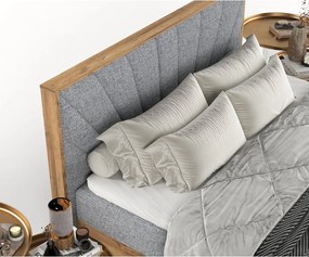Letto boxspring con contenitore in grigio-naturale 140x200 cm Asahi - Maison de Rêve