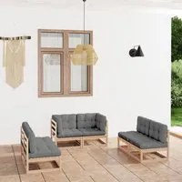 Set Divani da Giardino 6 pz con Cuscini Legno Massello Pino 3076459