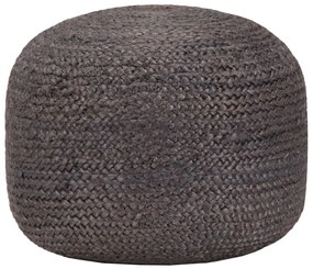 Pouf Lavorato A Mano Grigio Scuro 45x30 Cm İn Juta /