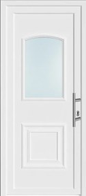 Portoncino d'ingresso 30005 L 90 x H 210 cm con vetro in PVC bianco, apertura spingere a sinistra