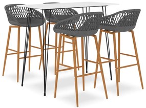 Set Da Bar 5 Pz Bianco E Grigio /