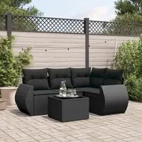 Set Divani da Giardino 5 pz con Cuscini in Polyrattan Nero 3221314