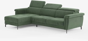 Capri Divano letto angolare con penisola contenitore e poggiatesta reclinabili - elegante tessuto smacchiabile T30
