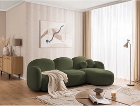Divano angolare verde (con penisola a destra/con chaise lounge) con rivestimento in bouclé Orbit – Ropez