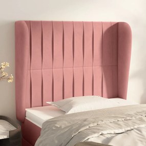 Testiera ad orecchio rosa 83x23x118/128 cm in velluto