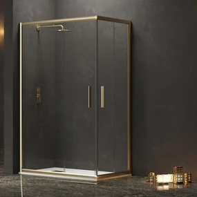 Kamalu - Box doccia oro satinato 80x80 doppio scorrevole | KE-1000G