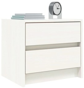 Comodini 2 pz bianchi 40x31x35,5 cm in legno massello di pino