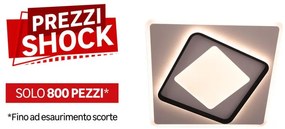 Plafoniera LED moderno LULU', nero 50x50 cm, luce con 3 temperature di colore dimmerabile, 5550 lumen