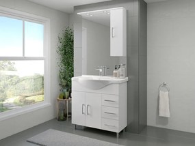 Mobile sottolavabo e lavabo con illuminazione Simona per vasca centrale bianco lucido in mdf L 81.8 x H 81.5 x P 50.5 cm, 2 ante 3 cassetti