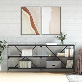 Tavolino Consolle Nero 180x30x75 Cm Legno Multistrato E Ferro /