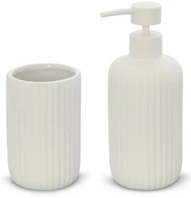 Set accessori bagno 2 pezzi in ceramica bianco soft touch Spring