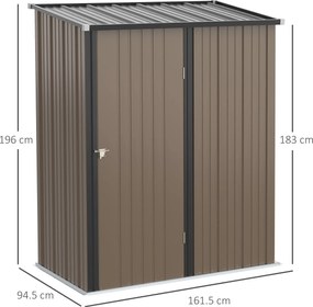 Casetta Box da Giardino 161,5x94,5x196 cm Porta Attrezzi con Catenaccio in Acciaio Marrone...